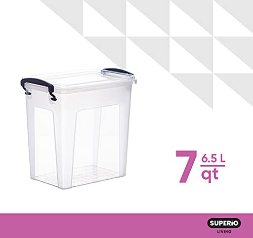 Superio Clear Storage Bins With Lids, Small Stackable Storage Boxes With Locking Latches And Handles (7 Quart(Deep), 2 Pack) #TOP2