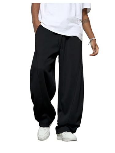 GORGLITTER Men's Wide Leg Sweatpants Baggy Double Waisted Streetwear Track Sweat Pants Joggers Casual Work