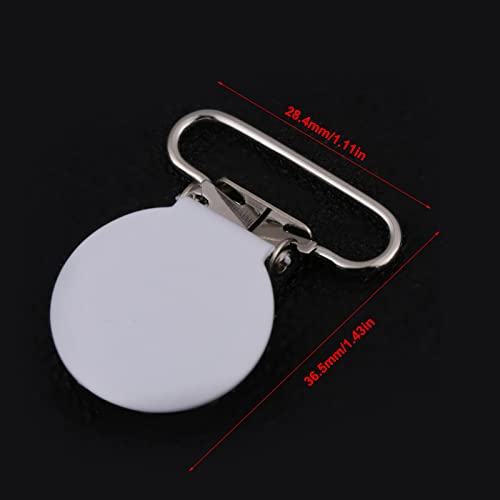 Image of Suspender Clips 10 Pieces 1.4 Inch Round Iron, Heavy Duty Spring Loaded for DIY Belt Making, White