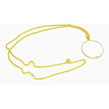 Binger 2" inch Round Optical Glass Magnifier Golden Frame Coat Chain Magnifying Glass