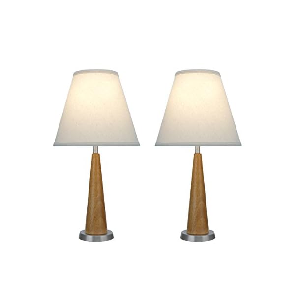 Aspen Creative Wood 40095, Two Pack Set, 21 1/2" High Transitional Wooden Table, Brown Pewter Finish Base and Hardback Empire Shaped Lamp Shade in Off White, 11" Wide, Height - Image 3