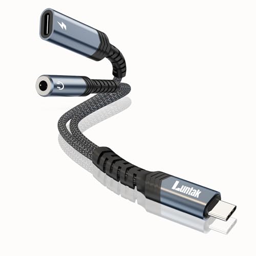 USB C to Headphone Jack Adapter and Charger 2 in 1 USB C to 3.5mm Audio Adapter with PD 60W Fast Charging Dongle Cable Cord for iPhone16/15 Pro Max Samsung GalaxyS25-S21 Google Pixel8/7 iPad Pro