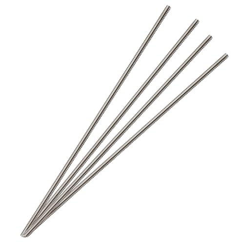 Qlvily 4 Packs 304 Stainless Steel 5/16\"-24 Thread Fully Threaded Rods, 12\" Length, Right Hand Threads, Low Magnetic
