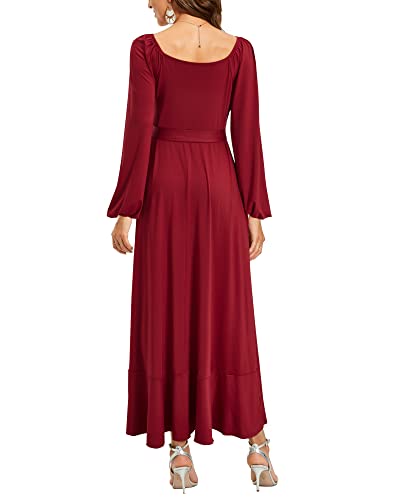 Ouges Womens Maternity Dresses For Photoshoot Hi-Low Ruffle Pregnancy Baby Shower Dress(Wine,M) #TOP4