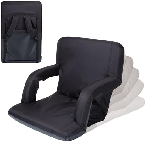 PICNIC TIME Ventura Portable Reclining Stadium Seat with Back Sup...