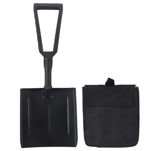 TOOLSGO Collapsible Iron D Shaped Handle Shovel Black Portable Household Cleaning Shovel Outdoor Cleaning Tool for Home Industrial and Snow Removal