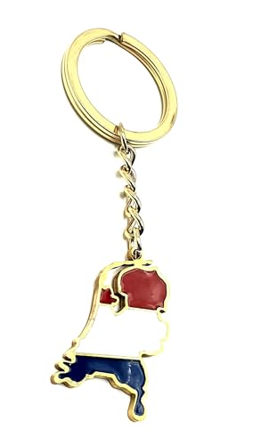 SNS Components Porte-clés en métal émaillé avec carte des Pays-Bas - Drapeau de pays européen - Drapeau de pays, multicolore, taille unique