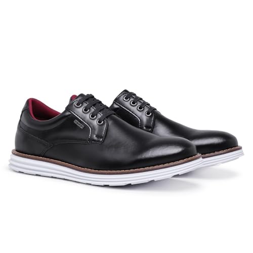 Kit Sapato Casual Oxford Derby Elegante Solado Antiderrapante Confortável + Meia Cano Baixo (42, Pre