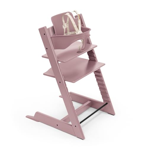 Image of Stokke Tripp Trapp High Chair 2, Heather Mauve - Includes Chair + Baby Set with Removable Harness for Children 6-36 Months - Adjustable, Ergonomic & Easy to Clean