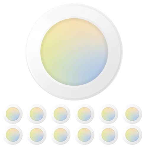 Amico 12 Pack 5/6 Inch LED Disk Lights, Dimmable Flush Mount Ceiling Disc Lights...