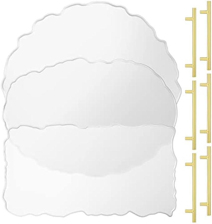 Resin Tray Mold Silicone Tray Mold Irregular Cast Agate Epoxy Resin Mold With Gold Handle For DIY Crafts Making Faux Onyx Tray Serving Board Home Decor