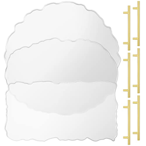 Hoolerry 9 Pcs 13 Inches Large Resin Tray Molds with Gold Handles Silicone Irregular Casting Epoxy Molds for DIY Crafts Making Faux Agate Geode Tray Serving Board Home Wedding Decor (Large Round)
