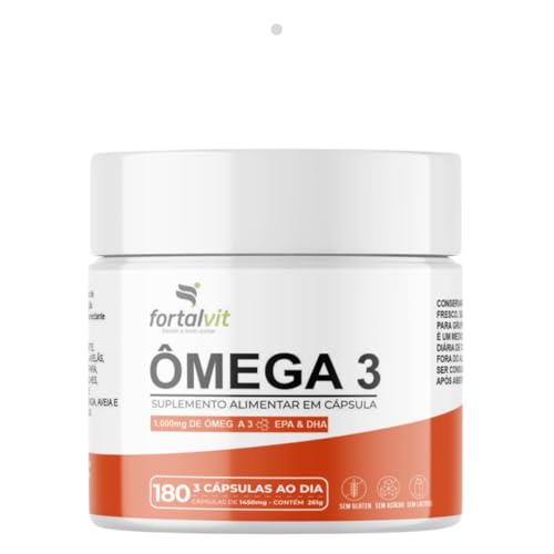 Ômega 3 Fortalvit - 180 Cápsulas, EPA 540mg & DHA 360mg, Longa Duração: 60 Dias de Uso
