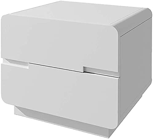Mesitas De Noche Blancas Modernas, Cajonera De Dormitorio De Madera Maciza Mesas Auxiliares De Sala De Estar con Cajones Dobles Multifuncionales (Color : Blanco) (Blanco)