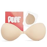 Invisible Strapless Sticky Bra Push up for Women, Adhesive Bra for Backless Dress, Silicone Cleavage Lift Nipple Covers(A Cup, Beige)