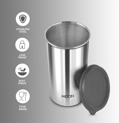 MILTON Stainless Steel Tumbler with Lid Set of 2, 415 ml Each, Assorted (Lid Color May Vary) | Office | Gym | Yoga | Home | Kitchen | Hiking | Treking | Travel Tumbler