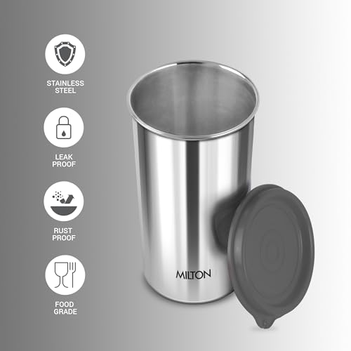 MILTON Stainless Steel Tumbler with Lid Set of 2, 415 ml Each, Assorted (Lid Color May Vary) | Office | Gym | Yoga | Home | Kitchen | Hiking | Treking | Travel Tumbler
