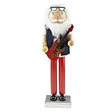 Clever Creations Rockstar Santa 14 Inch Traditional Wooden Nutcracker, Festive Christmas Décor for Shelves and Tables