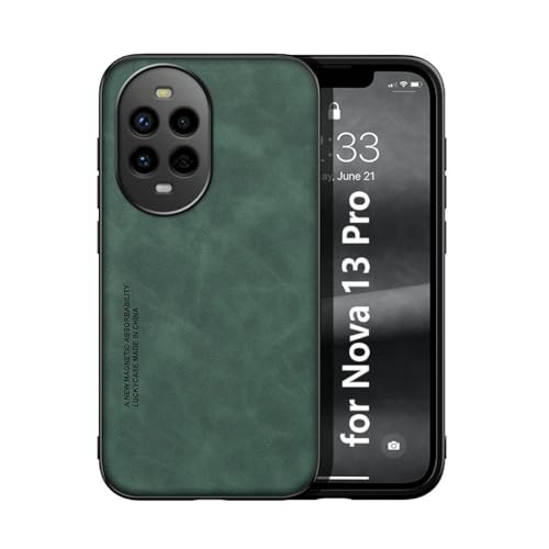 Kepuch Silklike Case Compatible for Huawei Nova 13 Pro - Magnetic Holder Built-in Metal Plate Cover Bumper - Green