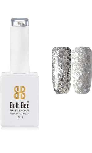 Image of BOLT BEE 15ML Gel Nail Polish 1Pc Clear Pink Glitter Nail Polish Soak Off UV LED Nail Gel Polish Nail Art Starter Manicure Salon DIY at Home, 0.5 OZ (1) (103)