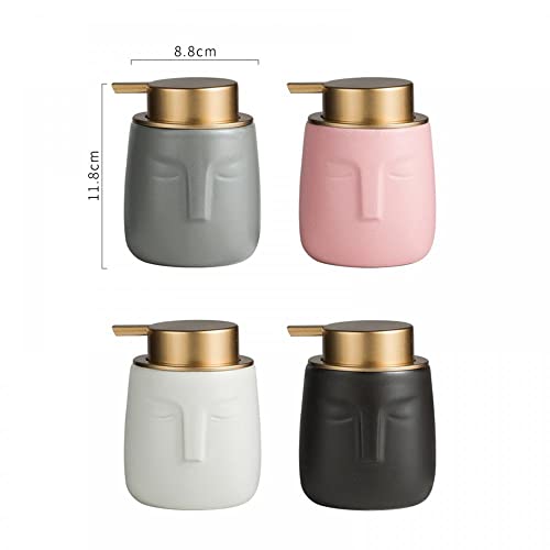 Tmore Modern Ceramic Soap Dispenser 11.8Oz Unique Face-Shaped Hand Liquid Bottles With Pump Refillable Matte Countertop Dish Lotion Dispenser For Bathroom Kitchen Decro (Matte Black) #TOP5