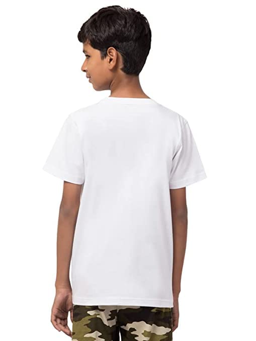 Image of T-Shirt Combo for Boys and Girls Half Sleeves Animal Print Modern New Casual Round Neck Cotton Regular Fit White