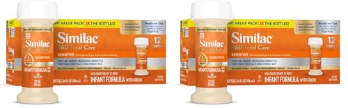 Image of Similac 360 Total Care Sensitive Infant Formula for Fussiness & Gas Due to Lactose Sensitivity, Has 5 HMO Prebiotics, Baby Formula, Ready to Feed, 2-fl-oz Bottle, (Pack of 24)