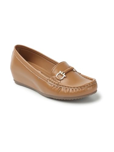 Image of ELLE Women's Flats Slip-On Loafers with Metallic Buckle