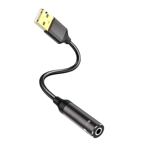 XiangCai USBから3.5mmオーディオアダプター、PC、ラップトップ、デスクトップなどのデバイス用の外部サウンドカードプラスチック