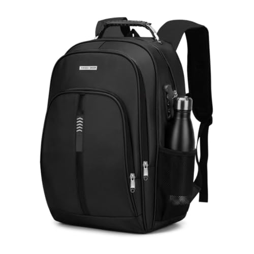 Mochila para Notebook até 17 Polegadas, Antifurto, Impermeável, com Saídas USB e Fone, para Escola, Faculdade, Trabalho ou Viagem - Preta
