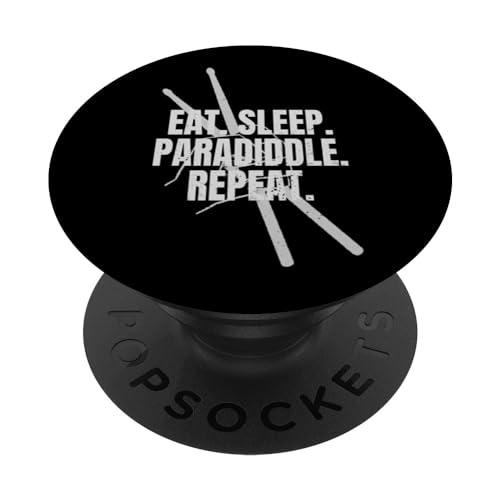 Drummer Percussionist Drumming Eat Slee Paradiddle Repeat PopSockets Swappable PopGrip, Black