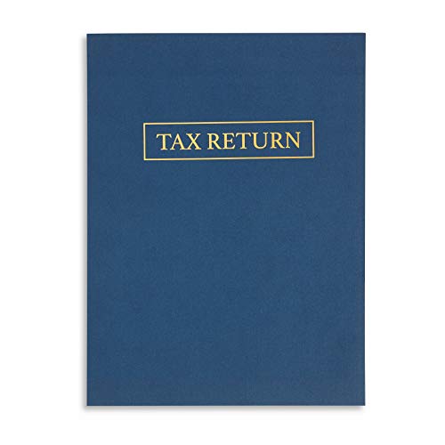 Blue Summit Supplies 25 Tax Return Folders, Dark Blue Two Pocket Folders with Gold Printed Label, Letter Size, for Storing or Handling Personal and Customer Tax Returns, 25 Pack