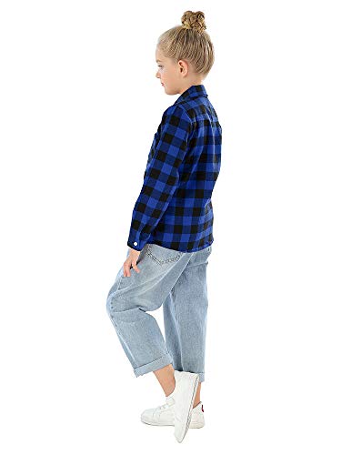 Image of Phorecys Girls' Plaid Flannel Shirt Long Sleeve Button Down Buffalo Checkered Shirt 2T-10 Years