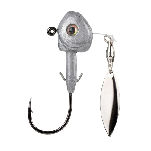 Strike King (TGFS38-U) Tour Grade FluoroSpin Fishing Lure, Underspin Jighead, Fluorocarbon Line Tie, 4-Pronged Lure Keeper, Stainless Steel Swivel, 3/8-Ounce, Size 3/0 Hook, 2-Pack, Unpainted