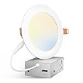 Amico 5 Inch 5CCT 1 Pack LED Ultra-Thin Canless Recessed Ceiling Light with Junction Box, 2700K-5000K Selectable, Dimmable Wafer Downlight-ETL&FCC, 11W=75W, 900LM High Brightness