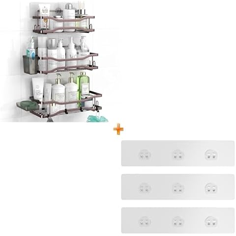 Aitatty Shower Caddy Bathroom Organizer Shelf + 3 Pack Shower Caddy Adhesive for Replacement Cover