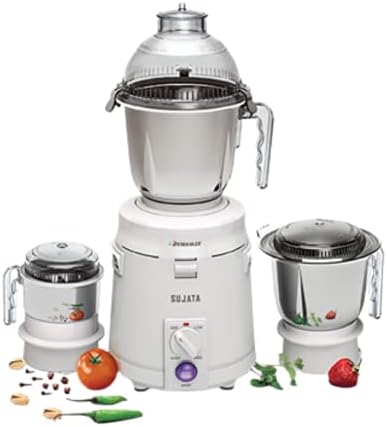 Sujata Dynamix, Mixer Grinder, 900 Watts, 3 Jars (White)