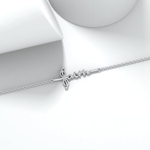 Diamond Faith Cross Bracelet for Women 925 Sterling Silver Lab Grown Diamonds Jewelry Gifts for Mom Wife Girlfriend Daughter Sister Friend3