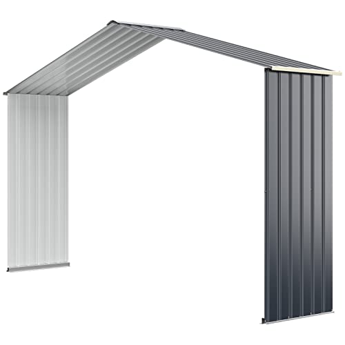 COSTWAY Erweiterungsbox Gerätehaus Metall, 340 x 64 x 210 cm, Geräteschuppen abschließbar, Gartenhaus mit 4 Luftschlitzen & Schiebetür, Garten Schuppen, Metallschuppen Geräteschuppen Outdoor