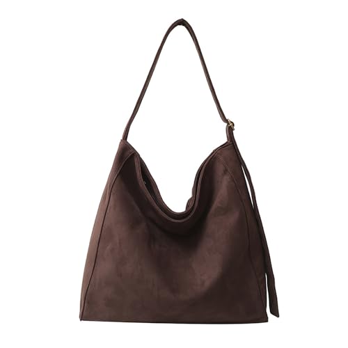 KVeaulse Handtasche Damen Groß Shopper Tasche Damen aus Kunstwildleder Elegante Umhängetasche Damen für Freizeit Arbeit und Reisen (Kaffeebraun)