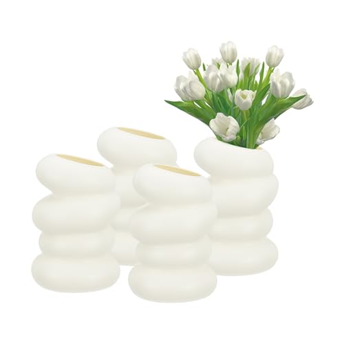 PATIKIL Jarrones de Flores, 4 Piezas Jarrones de Flores Creativos y Elegantes para Ramo Jarrón de Flores Irrompible Decorativo para Hogar Sala de Estar Centro de Mesa Oficina Boda, Blanco
