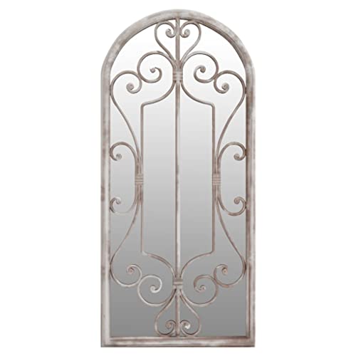 vidaXL Miroir de Jardin Miroir de Patio Mural Décoration de Jardin Suspendu Ajout de Lumière Sable 100x45cm Fer pour Utilisation Extérieure