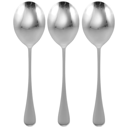 FRCOLOR Cucharas para Servir Comida Occidental de Acero Inoxidable 3piezas Superficie Lisa y Fácil de Limpiar, Adecuado para Buffet y Cocina Moderna