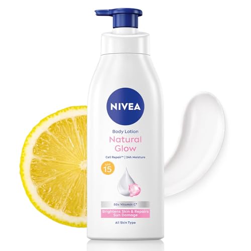 Nivea Natural Glow Cell Repair Body Lotion | With SPF 15 and 50X Vitamin C | 13.52 Fl Oz | Pack of 1
