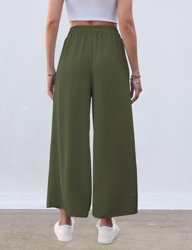 Image of ZJCT Wide Leg Palazzo Pants for Women Summer Beach Pants Flowy Loose Casual Lounge Pajama Yoga Pants with Pockets
