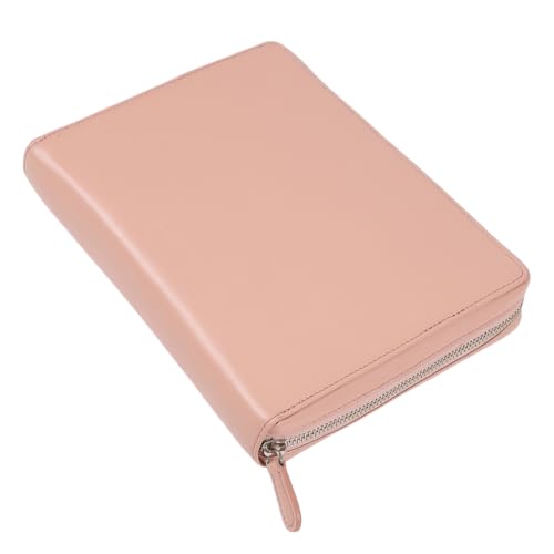Lightex システム手帳 本革 ジッパー式 植物タンニンなめし 6穴リング 軽量 monolether02z (ミルキーピンク, A5サイズ)