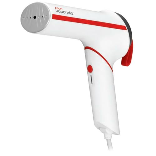 Polti Vaporella Vertical Styler GSM50R, Plancha Vertical Portátil con Mango Plegable, Potencia 800 W, Calentamiento en 30 Seg, Blanco y Rojo