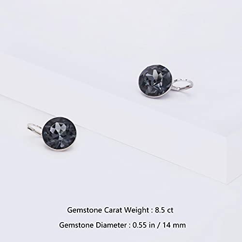 Missaqua Mystery Black Solitaire Gorgeous X-Large Earrings Embellished With Austrian Crystals Round Leverback Dangle Outstanding Sparkly Elegant Pierced For Women Jewelry Gifts #TOP3