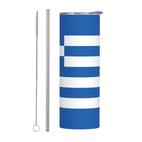 QAZWZML Taza de viaje de acero inoxidable con bandera griega con un cuerpo recto impreso adecuado tanto para bebidas frías como calientes