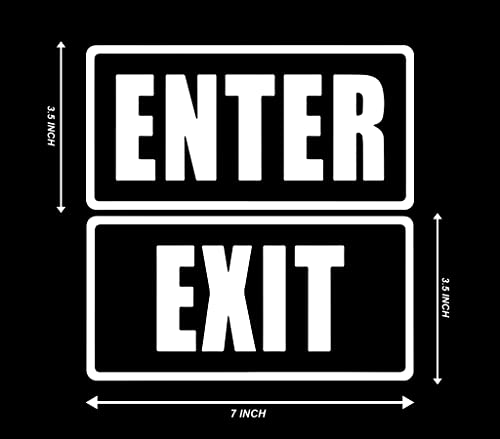 Image of WSQ Enter Exit Door Sign - Transparent Vinyl Window & Door Sticker, White Print, Peel and Stick, UV Protected, 7 Inch Office Business Entrance Exit Sign
